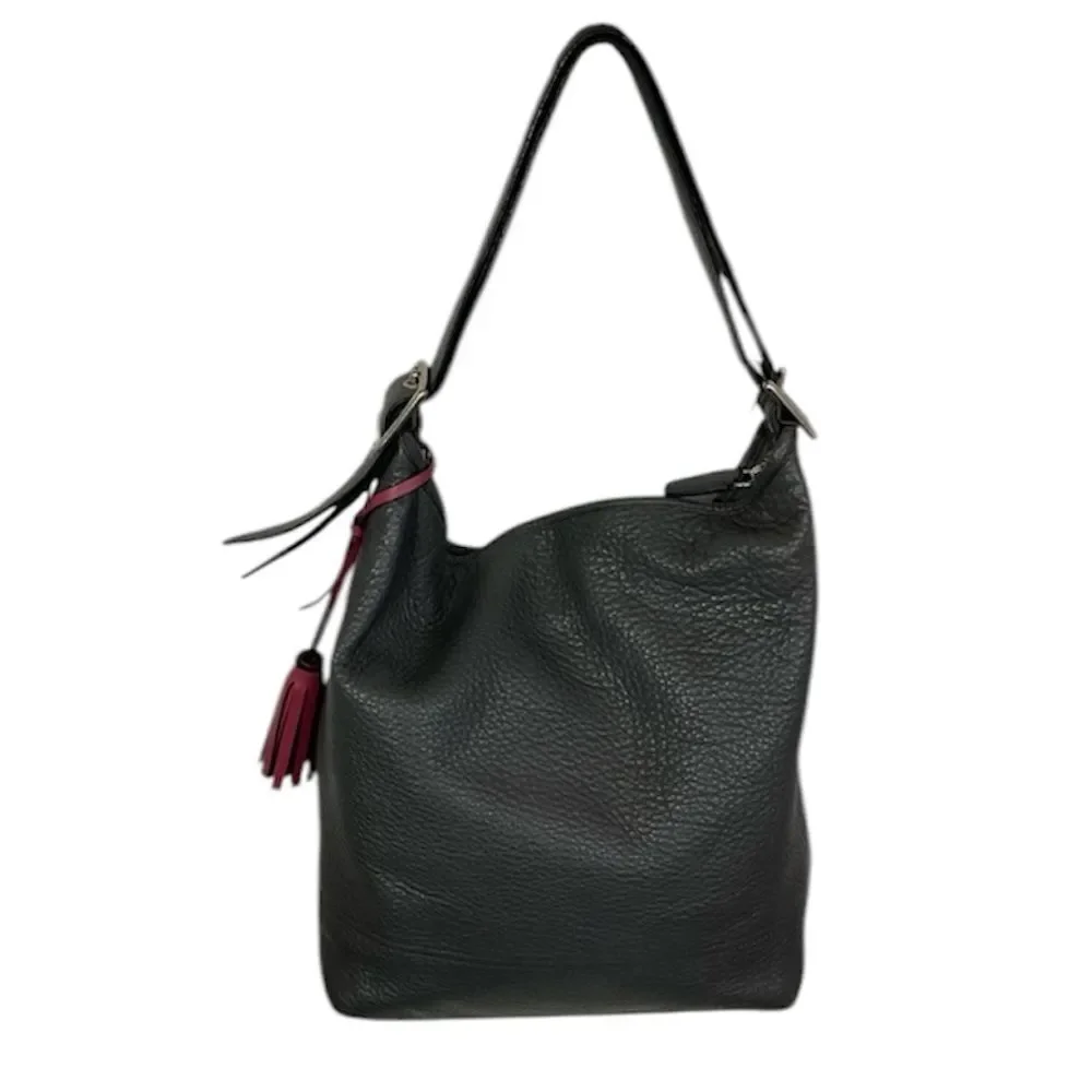 Coach Women's Gray Pebbled Leather Zip Top Shoulder Hobo Bag